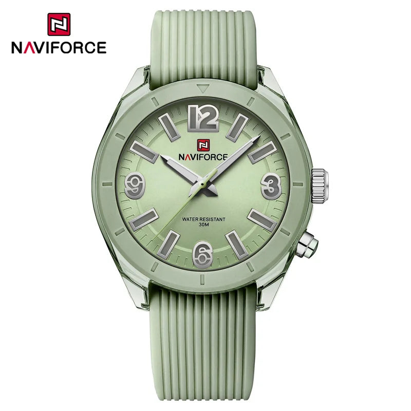 NAVIFORCE Women's Waterproof Watch Fashion Casual Luminous Display Quartz Wristwatch with Silicone Band Reloj Mujer High Quality
