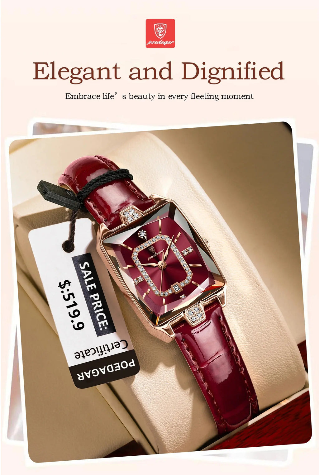 POEDAGAR Luxury High Quality Women Wristwatch Waterproof Date Rectangle Watch For Woman Leather Quartz Women's Watches Reloj+Box My Store