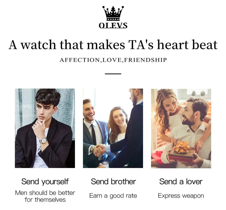 OLEVS 2870 Men's Watches Moon phase Steel Calendar Chronograph Original Quartz Watch Big Rota Dial Luxury Sports Wristwatches Gola Watches