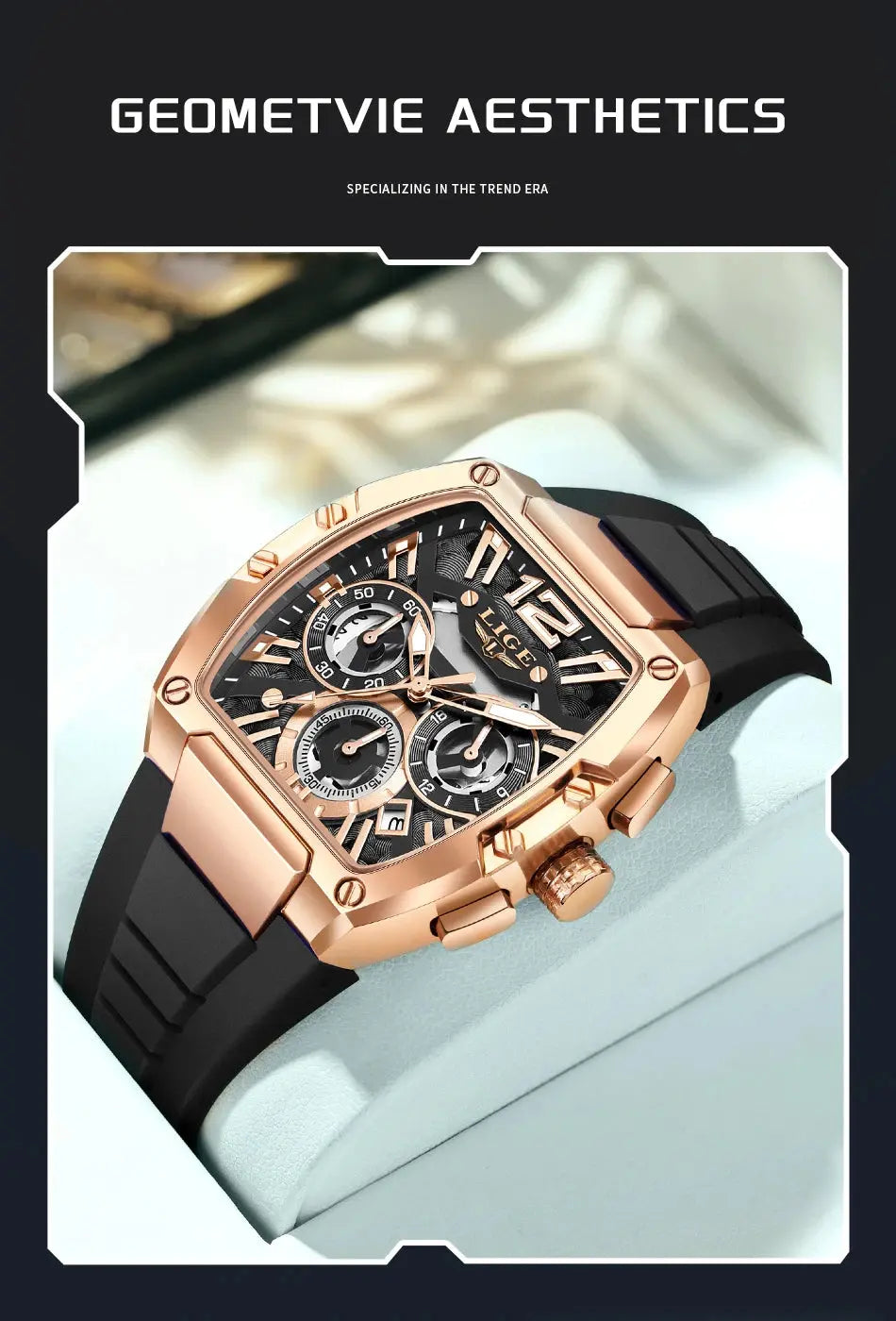 LIGE Sports Man Watch Tonnea Hollow Design Quartz Men Wristwatches Chronograph Waterproof Luminous Silicone Strap Watches Male My Store