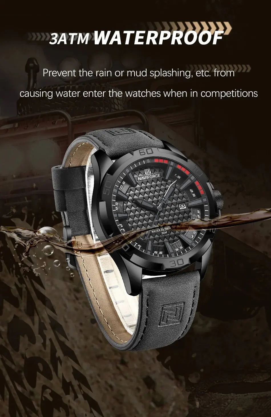 Top Brand NAVIFORCE  Men Quartz Watch Sports Shockproof Waterproof Leather Male Fashion Luxury WristWatch Casual Calendar Clock My Store