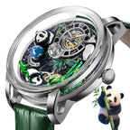 2025 PINDU New Panda Series National Treasure Symbol Men Mechanical Watch Rotating Crystal Ball 45.5MM Wristwatches Men M2791B Gola Watches