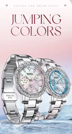 Mark Fairwhale Dress Pink Diamond Watch For Women Fashion Ceramic Chain Quartz Watch Luxury Brilliant Beimu Wristwatch Ladies Gola Watches