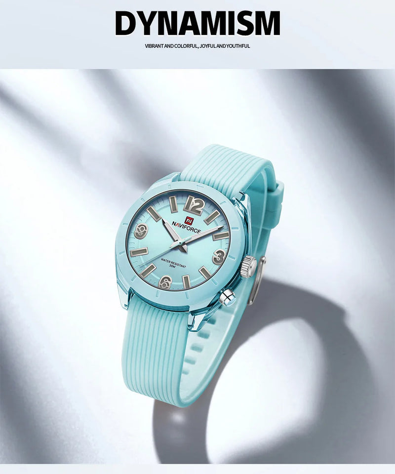 NAVIFORCE Women's Waterproof Watch Fashion Casual Luminous Display Quartz Wristwatch with Silicone Band Reloj Mujer High Quality