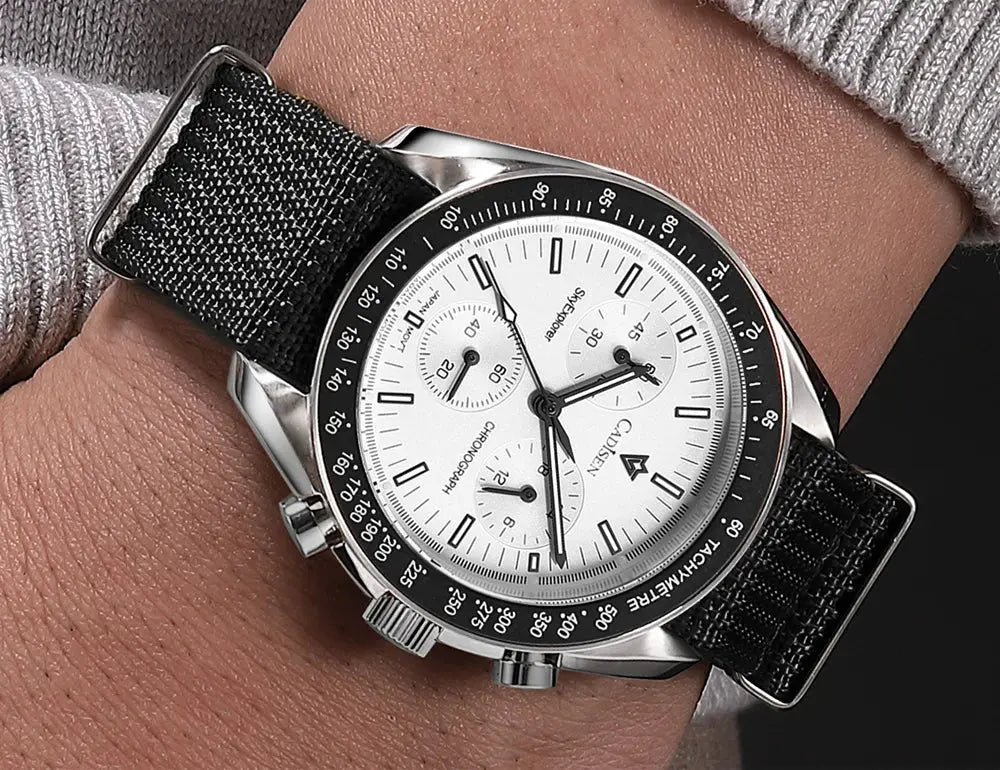 CADISEN New Men's Watches Luxury Quartz Wrist Watch For Men Sapphire AR Coated Crystal Canvas VK68 Speed Chronograph Automatic Gola Watches