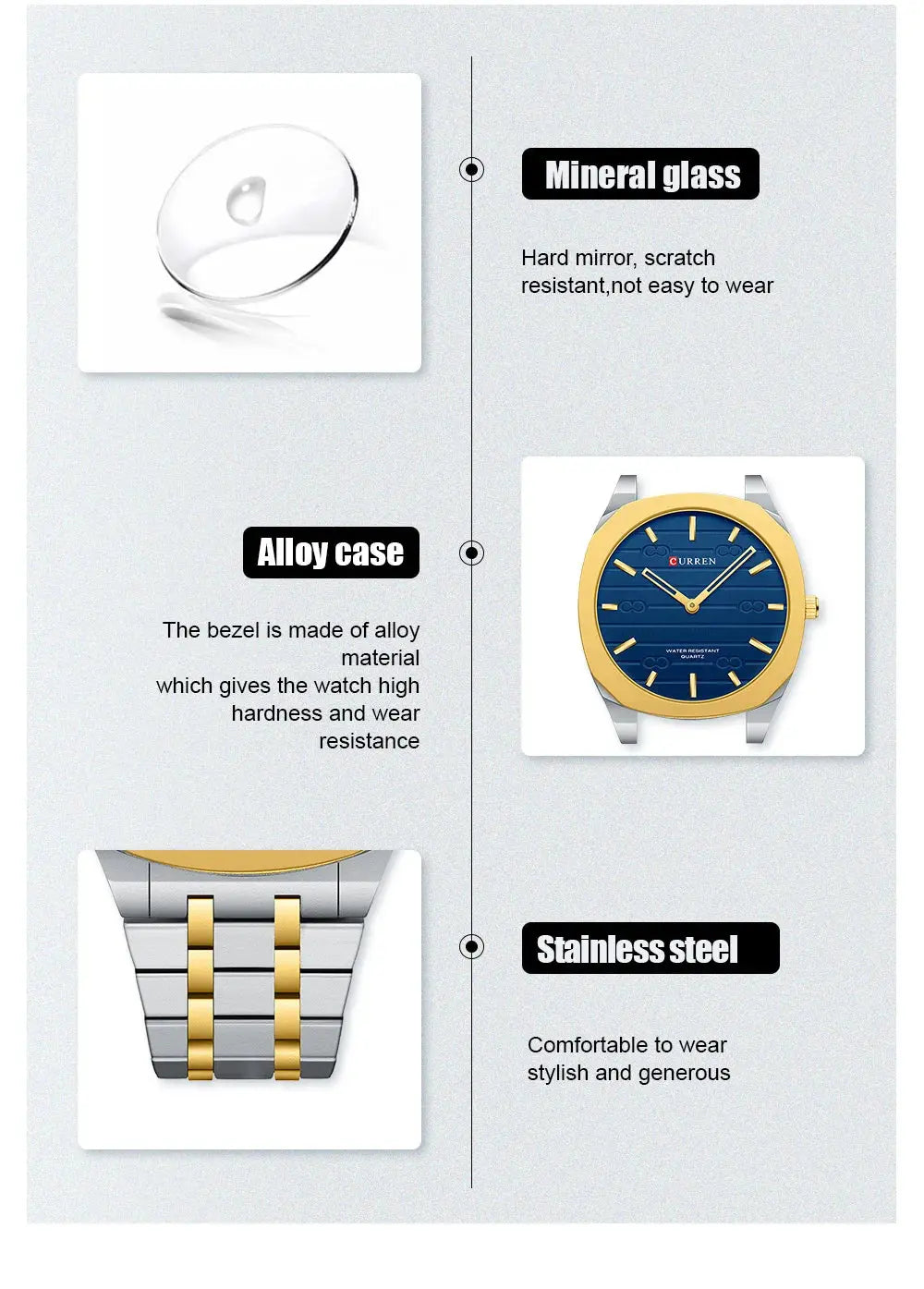 CURREN Fashion Brand Thin Quartz Watch Simple  Personalized Colors Wristwatches Waterproof 38 mm Dial Gola Watches