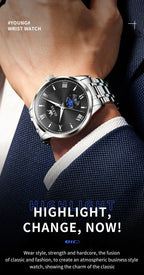 OLEVS 3638 Mens Watch Original Quartz Watch Stainless Steel Waterproof Luminous Large Dial Day Date Watches Luxury Men Box Reloj Gola Watches