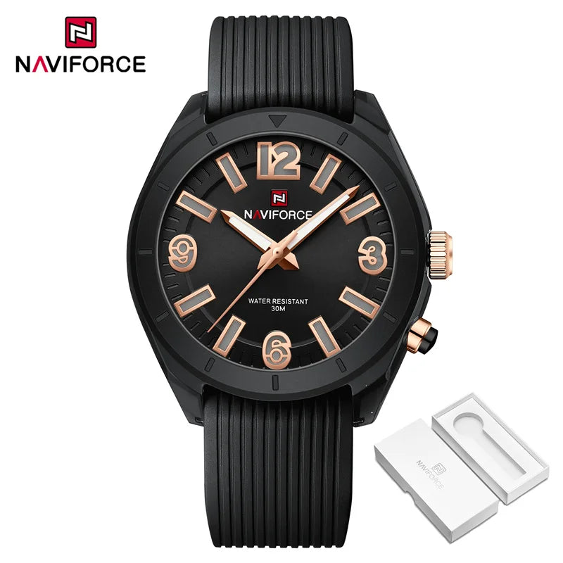 NAVIFORCE Women's Waterproof Watch Fashion Casual Luminous Display Quartz Wristwatch with Silicone Band Reloj Mujer High Quality
