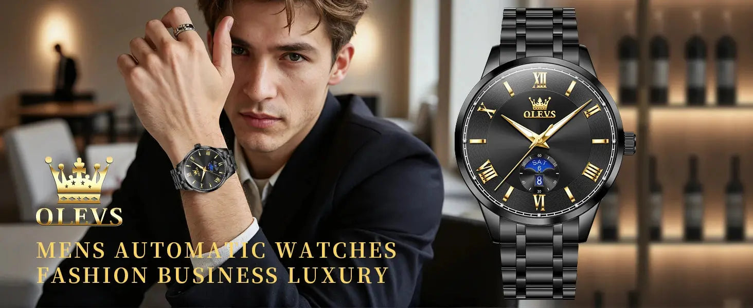 OLEVS 3638 Mens Watch Original Quartz Watch Stainless Steel Waterproof Luminous Large Dial Day Date Watches Luxury Men Box Reloj Gola Watches