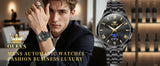 OLEVS 3638 Mens Watch Original Quartz Watch Stainless Steel Waterproof Luminous Large Dial Day Date Watches Luxury Men Box Reloj