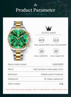 OLEVS 2870 Men's Watches Moon phase Steel Calendar Chronograph Original Quartz Watch Big Rota Dial Luxury Sports Wristwatches Gola Watches
