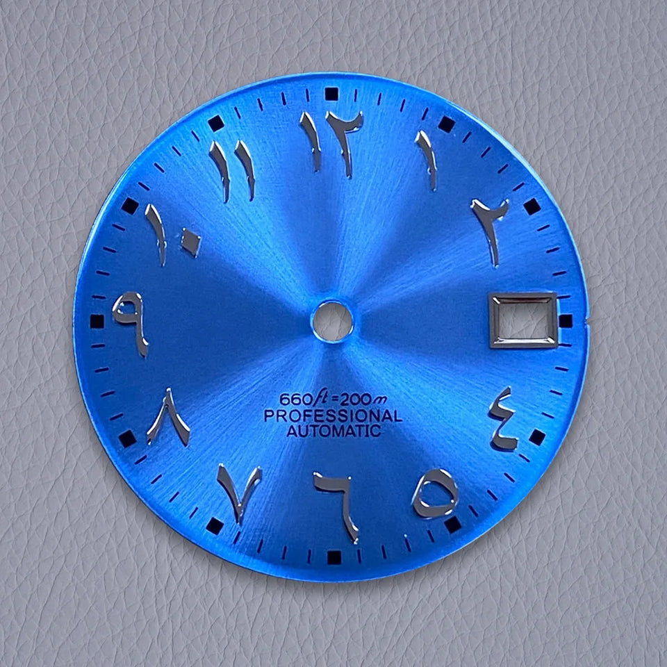 28.5mm S Logo Silver Nail Arabic Sunburst Dial Fit NH35/NH36/7S/4R Movement Dial Watch Modification Accessories