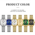 CURREN 9093 Fashion Quartz Women's Watch Elegant Square Dial Gold Stainless Steel Strap Casual Waterproof Watch relojes de mujer Gola Watches