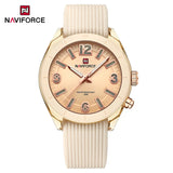 NAVIFORCE Women's Waterproof Watch Fashion Casual Luminous Display Quartz Wristwatch with Silicone Band Reloj Mujer High Quality