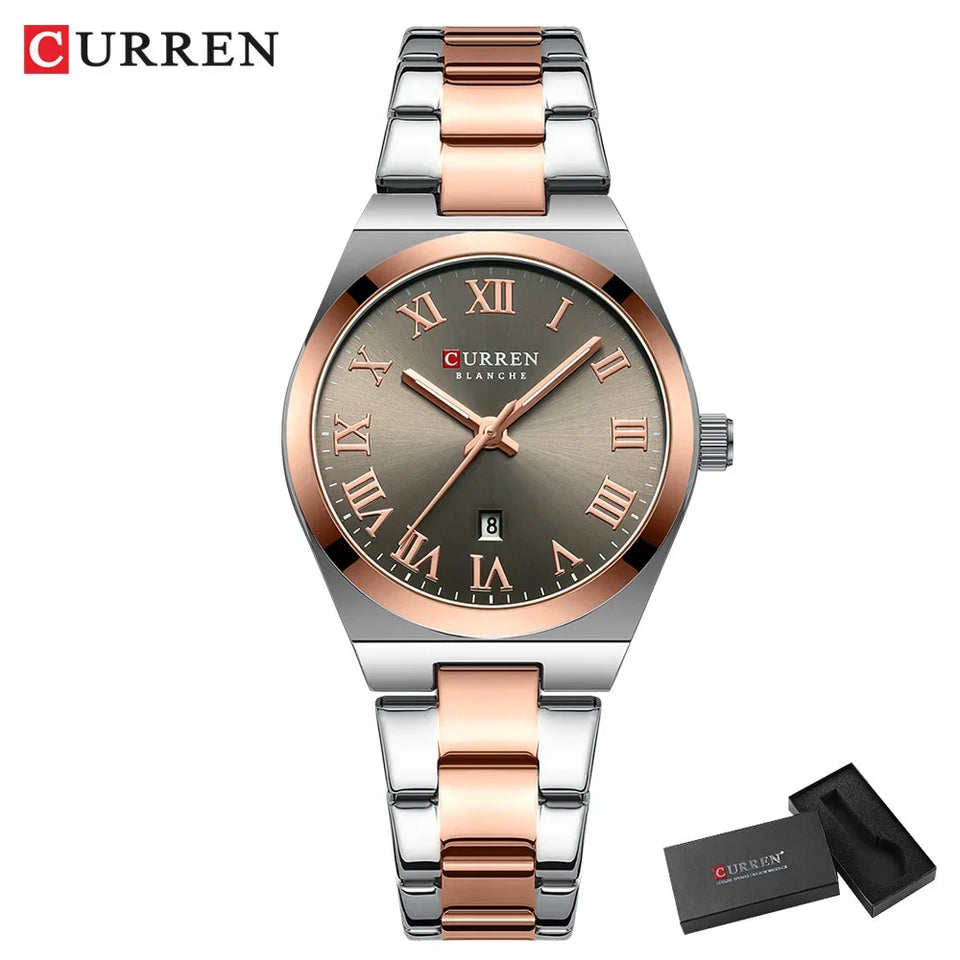 CURREN Watch Women,Watches for Women,Ladies Watches,Waterproof Fashion Dress Stainless Steel Bracelet Analog Watches Date