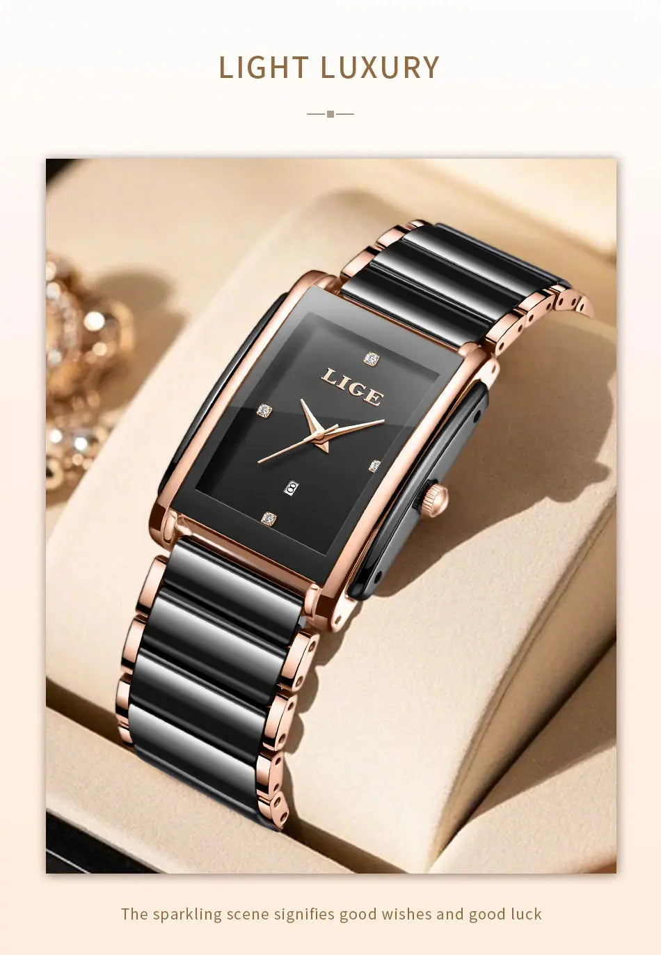 LIGE 2025 Watch Women's Retro Luxury Ladies Watch Fashion Ceramic Strap Waterproof Quartz Watches for Women Bracelet clock reloj Gola Watches