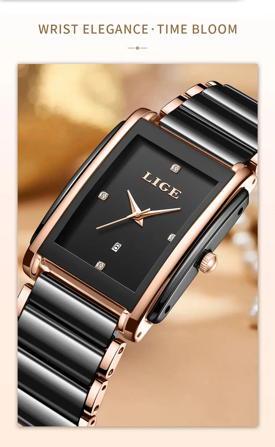 LIGE 2025 Watch Women's Retro Luxury Ladies Watch Fashion Ceramic Strap Waterproof Quartz Watches for Women Bracelet clock reloj Gola Watches