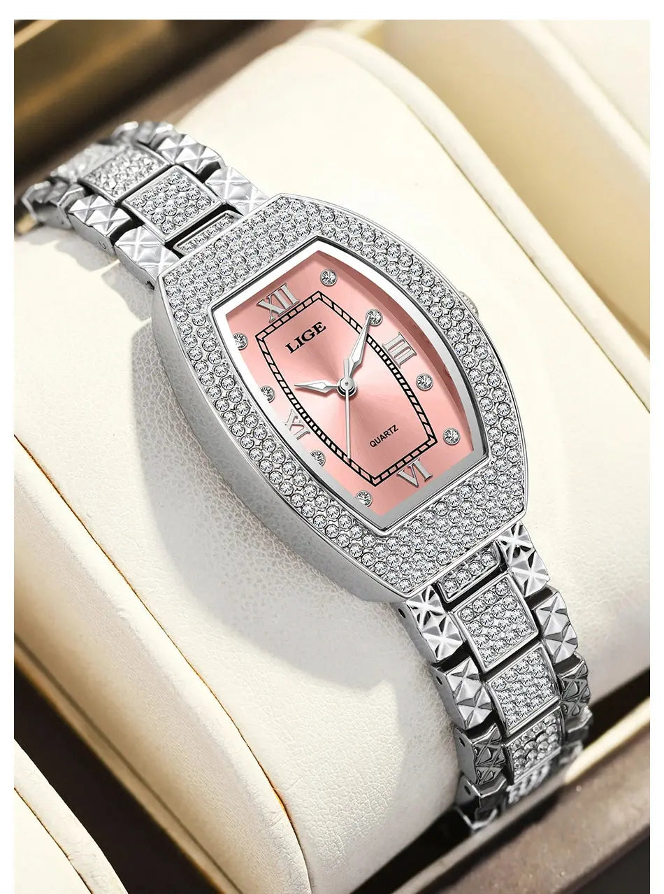 LIGE Fashion Luxury Square Watch For Woman Luminous Waterproof Date Ladies Watch Elegant Women's Quartz Watches Relogio Feminino Gola Watches