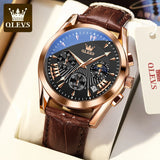 OLEVS Original Luxury Brand Men's Watches High Quality Waterproof Quartz Watch for Men Fashion Leather Strap Man Wristwatch
