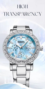 Mark Fairwhale Dress Pink Diamond Watch For Women Fashion Ceramic Chain Quartz Watch Luxury Brilliant Beimu Wristwatch Ladies Gola Watches