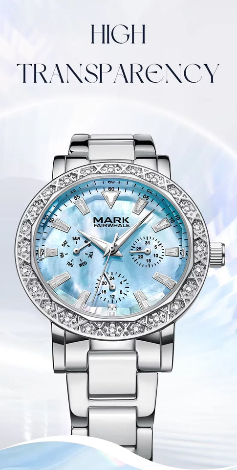 Mark Fairwhale Dress Pink Diamond Watch For Women Fashion Ceramic Chain Quartz Watch Luxury Brilliant Beimu Wristwatch Ladies