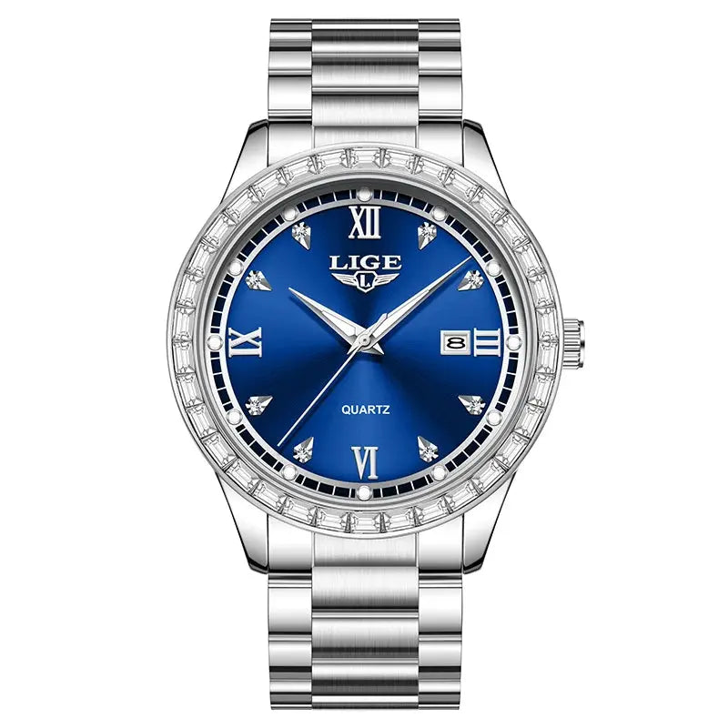 LIGE elegant women's watch Fashion waterproof clock luminous stainless steel business quartz watch for Women reloj de mujer+BOX Gola Watches