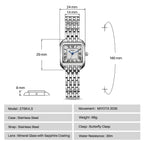 BERNY Luxury Brand Woman Watch New In High Quality S/S Square Ladies Quartz Watches Fashion Elegant Business Wristwatch Gola Watches