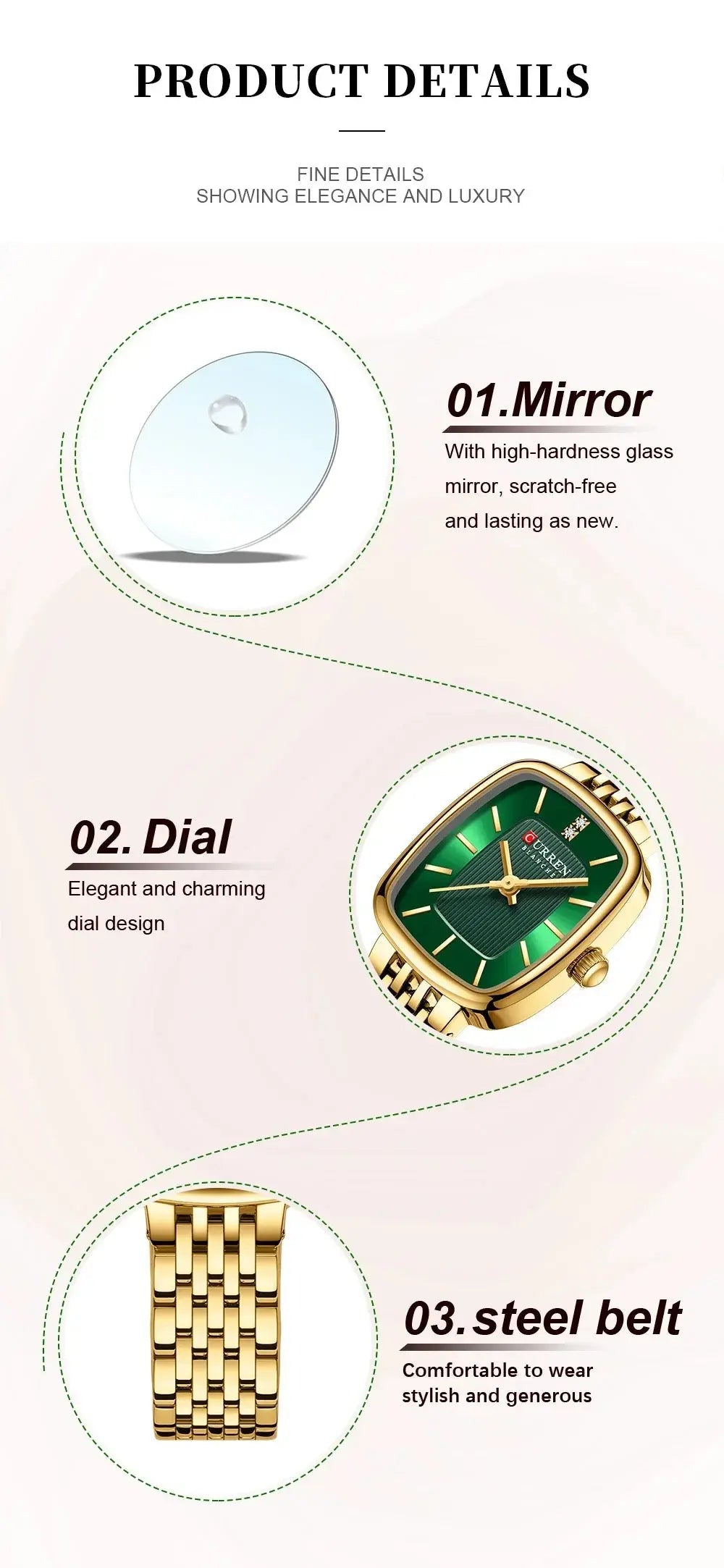 CURREN New Fashion Stainless Steel Date Women Watches Casual 30M Waterproof Girl Ladies Wristwatch Female Clock Relogio Feminino My Store