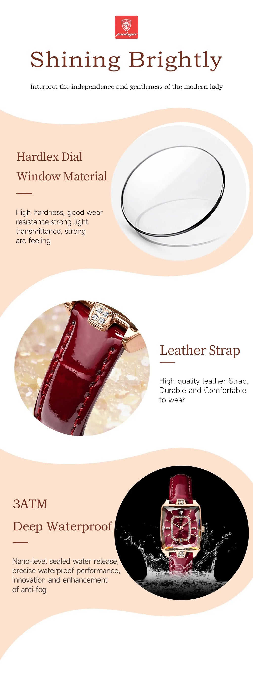 POEDAGAR Luxury High Quality Women Wristwatch Waterproof Date Rectangle Watch For Woman Leather Quartz Women's Watches Reloj+Box My Store