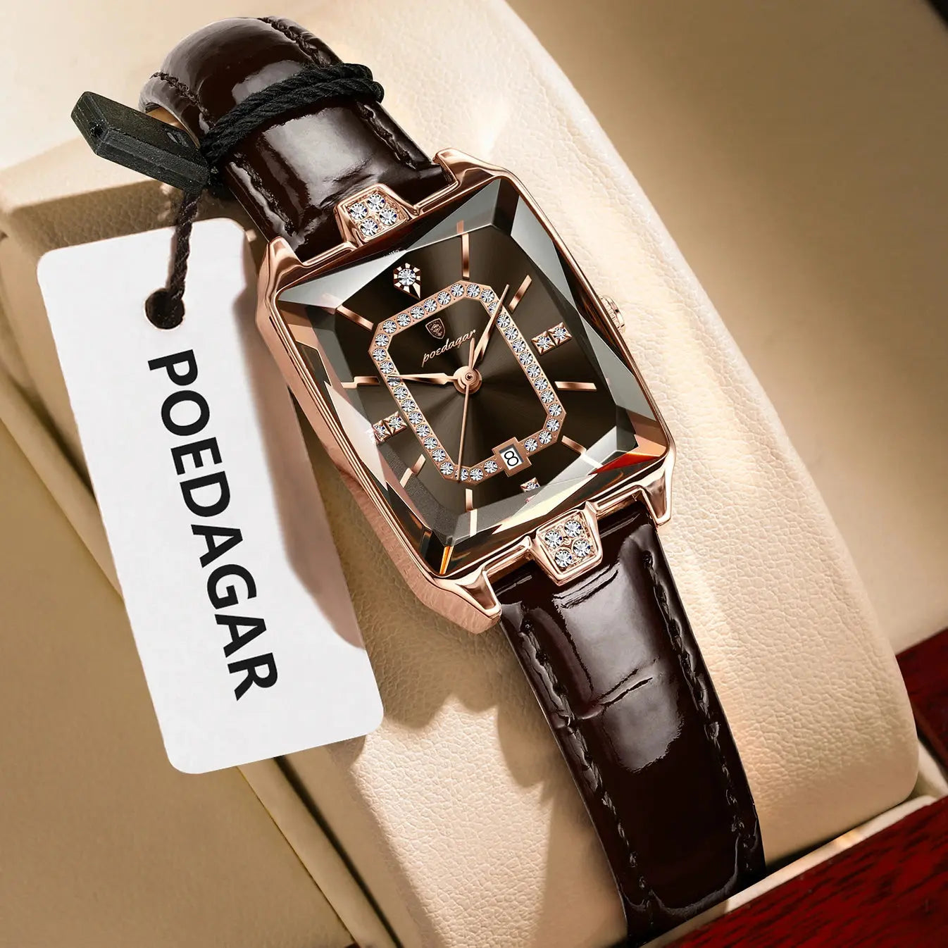 POEDAGAR Rectangle Luxury Women's Watches Waterproof Date Leather Woman Watch Elegant Fashion Quartz Women Wristwatch Reloj Gift My Store