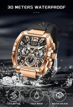 LIGE Sports Man Watch Tonnea Hollow Design Quartz Men Wristwatches Chronograph Waterproof Luminous Silicone Strap Watches Male My Store