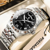 POEDAGAR Luxury Fashion Man Wristwatch Week Date Waterproof Luminous Men's Clock Stainless Steel Quartz Business Watches For Men