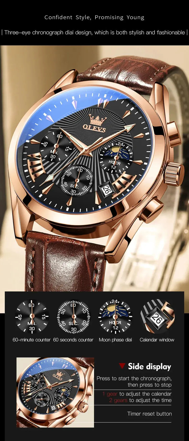 OLEVS Original Luxury Brand Men's Watches - High Quality Waterproof Quartz Watch for Men Gola Watches