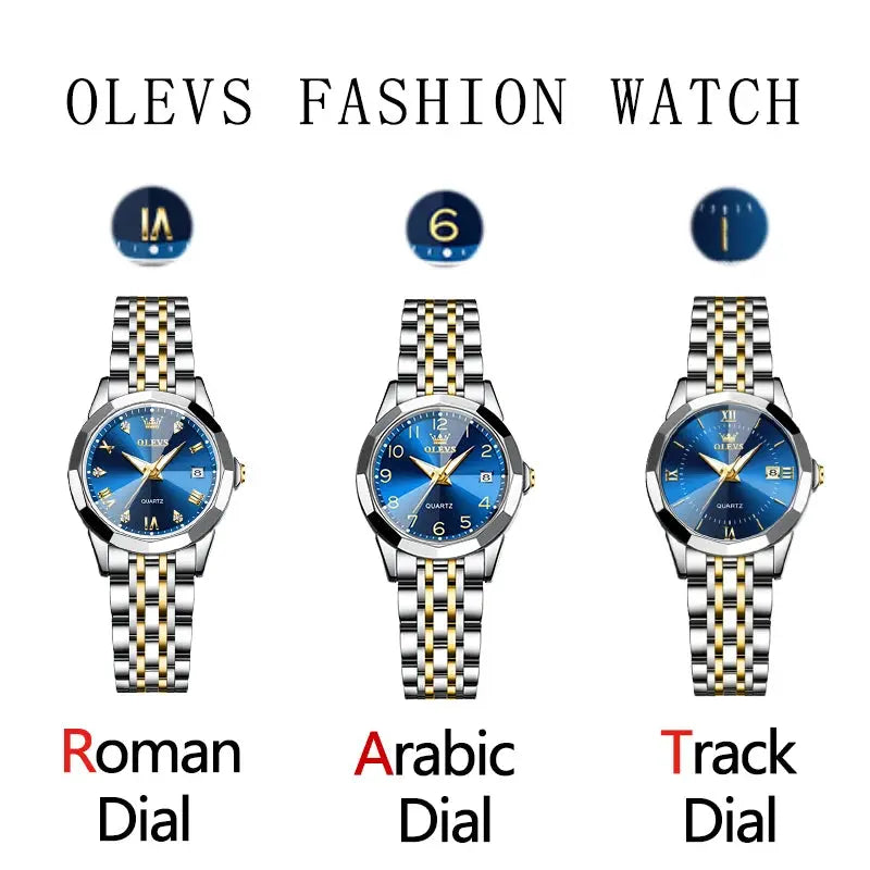 OLEVS Elegant Fashion Women's Watches Luxury Brand Original Quartz Watch for Ladies Waterproof Stainless Steel Luminous Date Gola Watches