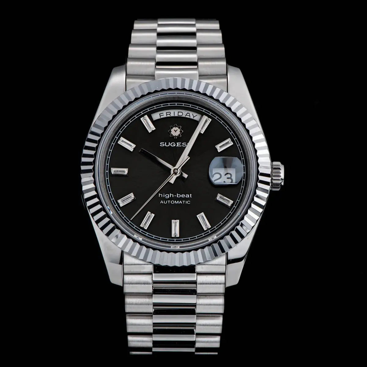 2023 New Sugess Watch of Men 40mm Day Date Automatic Dandong SL3034 Movement Retro Mechanical Wristwatch Sapphire Glass Golden Gola Watches