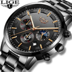 LIGE 2025 Fashion Mens Watches Top Brand Luxury Business Watch For Men Stainless Steel Waterproof Quartz Clock Relogio Masculino Gola Watches