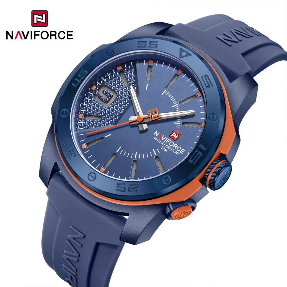 NAVIFORCE Luxury Fashion Quartz Watches for men Silicone Strap Hand Clock 50m Waterproof Japan Movement Man Sports Wristwatches
