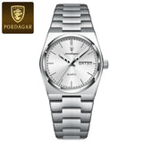 POEDAGAR Original New Woman Watch Stainless Steel Waterproof Luminous Ladies Wristwatch Date Week Elegant Quartz Women's Watches