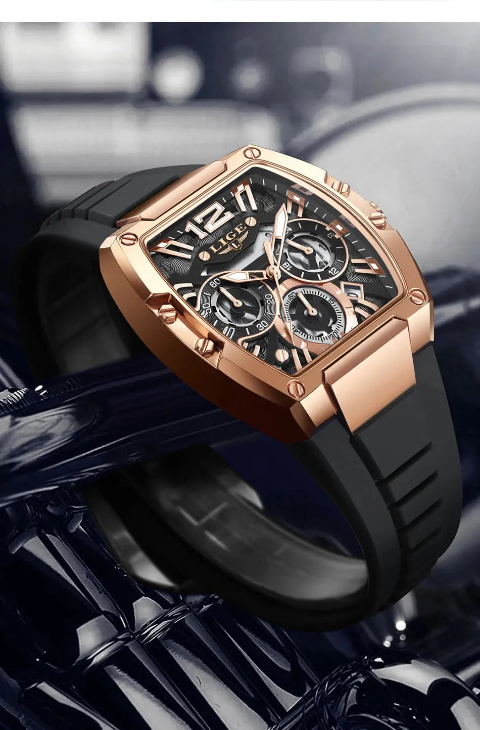 LIGE Sports Man Watch Tonnea Hollow Design Quartz Men Wristwatches Chronograph Waterproof Luminous Silicone Strap Watches Male My Store