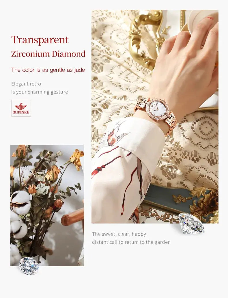 OUPINKE 3191 Luxury Women Watch Original Top Brand Waterproof Sapphire Mirror Diamond Watch Swiss Movement Quartz Women Watch Gola Watches