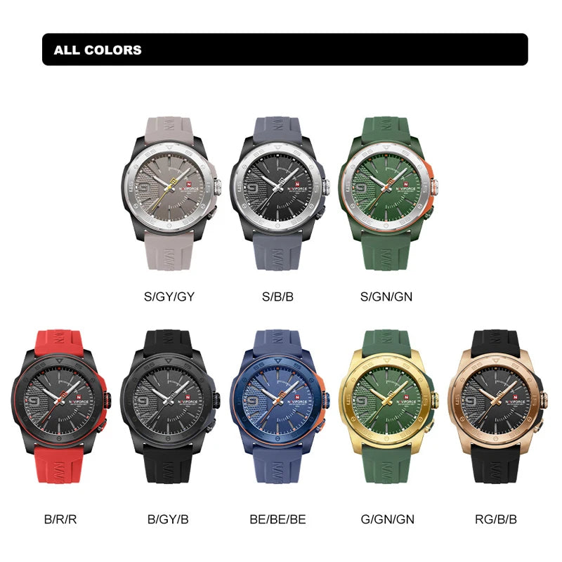 NAVIFORCE Luxury Fashion Quartz Watches for men Silicone Strap Hand Clock 50m Waterproof Japan Movement Man Sports Wristwatches