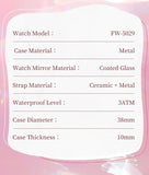 Mark Fairwhale Dress Pink Diamond Watch For Women Fashion Ceramic Chain Quartz Watch Luxury Brilliant Beimu Wristwatch Ladies