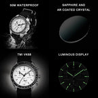 CADISEN New Men's Watches Luxury Quartz Wrist Watch For Men Sapphire AR Coated Crystal Canvas VK68 Speed Chronograph Automatic Gola Watches