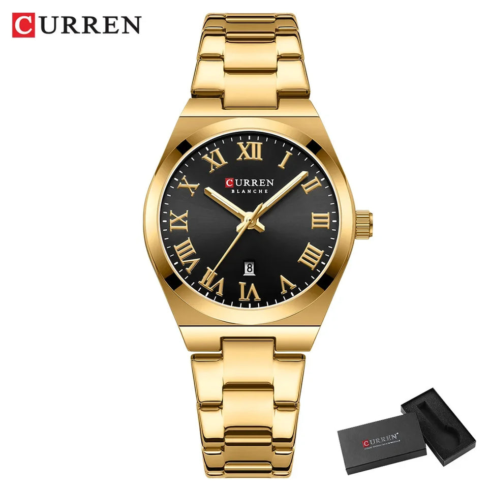 CURREN Watch Women,Watches for Women,Ladies Watches,Waterproof Fashion Dress Stainless Steel Bracelet Analog Watches Date