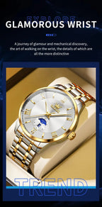 OLEVS 3638 Mens Watch Original Quartz Watch Stainless Steel Waterproof Luminous Large Dial Day Date Watches Luxury Men Box Reloj Gola Watches