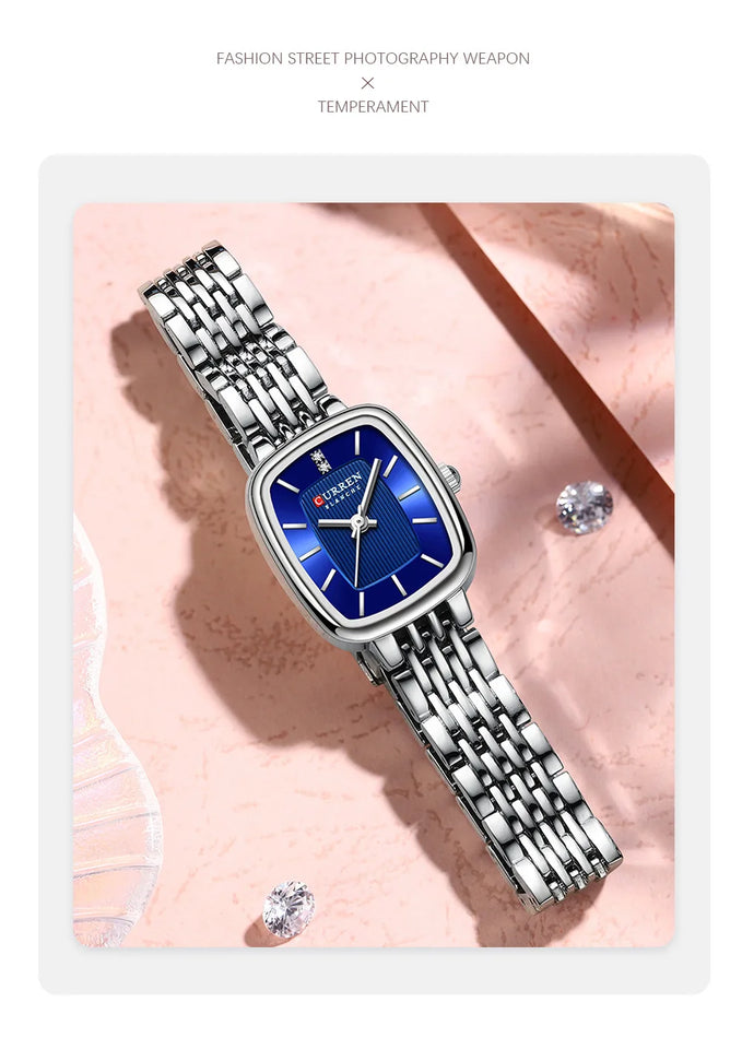 CURREN 9093 Fashion Quartz Women's Watch Elegant Square Dial Gold Stainless Steel Strap Casual Waterproof Watch relojes de mujer