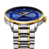 2025 New Men Watch Stainless Steel Business Style Luxury Rhinestone 43mm Blue Gold Quartz Movement Wristwatch Relogios Masculino