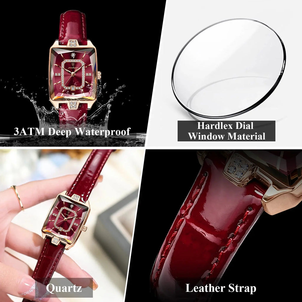 POEDAGAR Luxury High Quality Women Wristwatch Waterproof Date Rectangle Watch For Woman Leather Quartz Women's Watches Reloj+Box My Store