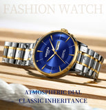 2025 New Men Watch Stainless Steel Business Style Luxury Rhinestone 43mm Blue Gold Quartz Movement Wristwatch Relogios Masculino