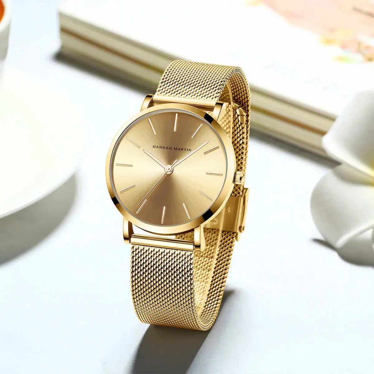2023 New Women Bracelet Watch 1 Set Japan Quartz Movement Simple Rose Gold Stainless Steel Mesh Student Watches Relogio Feminino Gola Watches